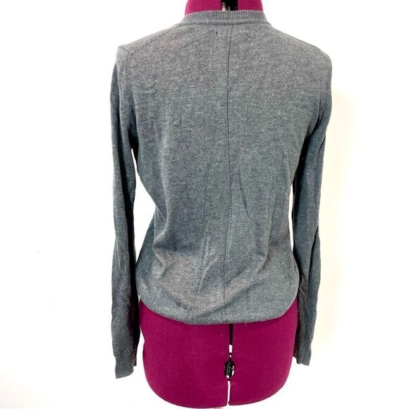 Nicole Miller Gray Button Up Cardigan with Lurex Silver Threads - Picture 3 of 12